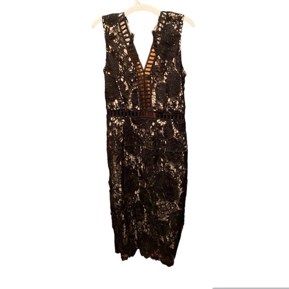 Love X Design Lace & Lattice Sleeveless Sheath Dress Black Medium NWT Flawed - Picture 1 of 8